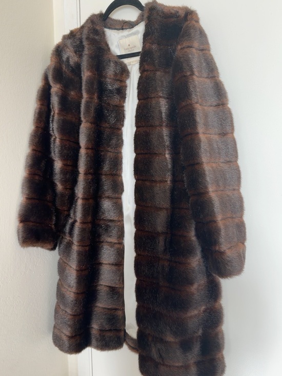 kate spade Jackets & Blazers - kate spade Brown Faux Fur Long Coat